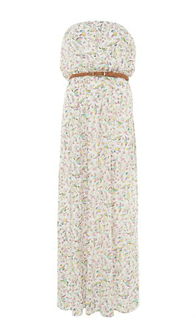 New Look White Floral Bird Bandeau Maxi Dress