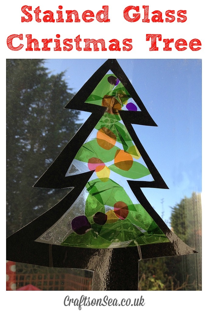 Christmas Suncatcher Craft Kit For Kids - Stained Glass Tree DIY Activity With Stickers